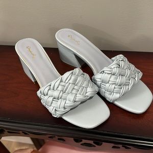 Cupid Katin Braid Slide Shoes. Size 10 Baby blue, NWT